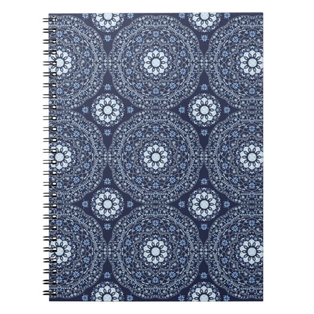Blue Mandala Spiral Foto Notebook Notizblock (Vorderseite)