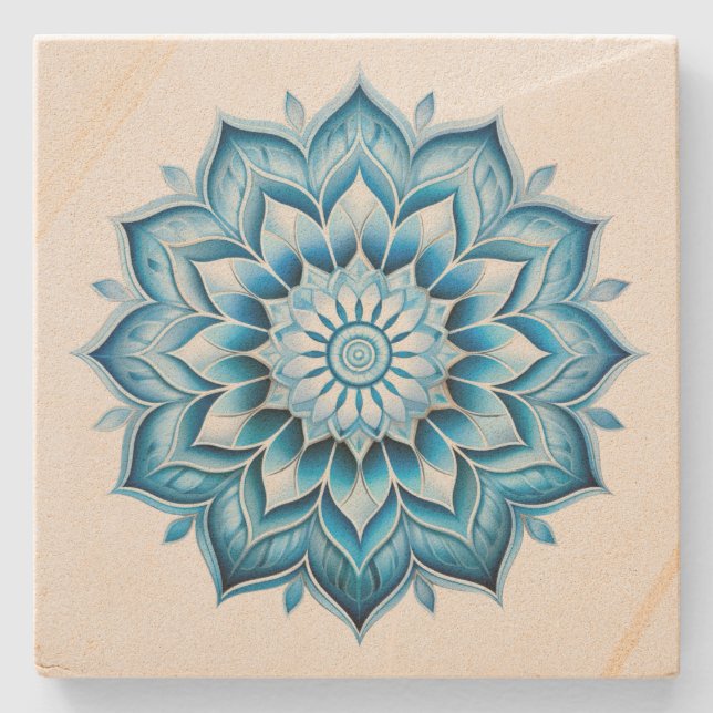 Blue Mandala Steinuntersetzer (Vorderseite)