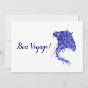 Blue Mandala Stingray Bon Voyage Card Dankeskarte
