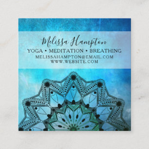 Blue Mandala Watercolor Business Card Quadratische Visitenkarte