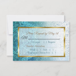 Blue Mandala Wedding RSVP Karte
