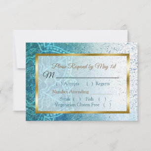 Blue Mandala Wedding RSVP Karte