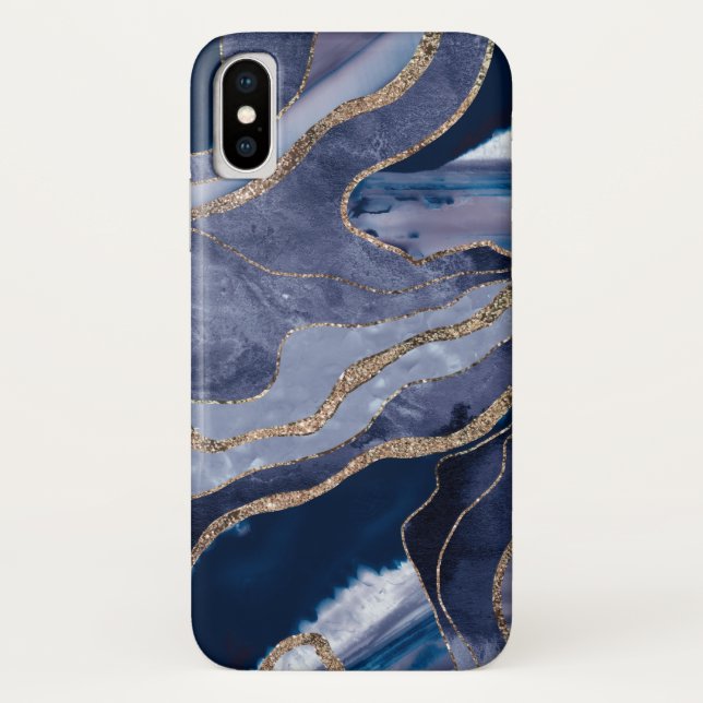 Blue Marble Agate Gold Glitzer Glam #1  Case-Mate iPhone Hülle (Rückseite)