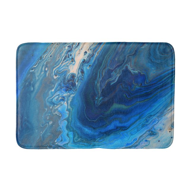 Blue Marble Agate Texture Fluid Art Badematte (Vorderseite)