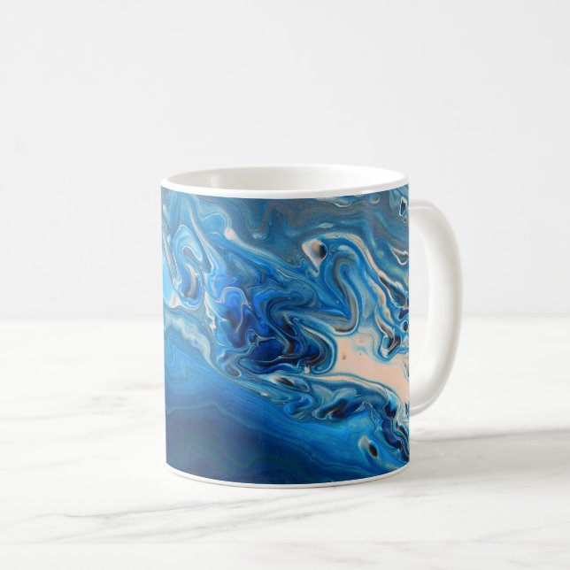 Blue Marble Agate Texture Fluid Art Kaffeetasse (VorderseiteRechts)