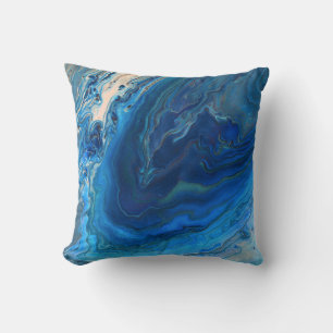 Blue Marble Agate Texture Fluid Art Kissen