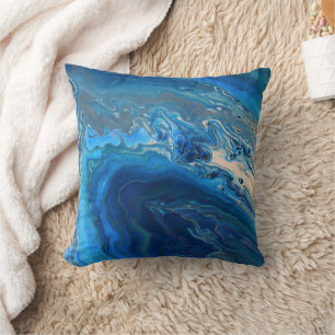 Blue Marble Agate Texture Fluid Art Kissen