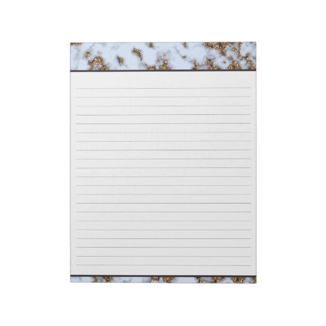 Blue-Marble Baby mit Gold Inlay Lined 8.5x11 Notizblock (Rotiert)