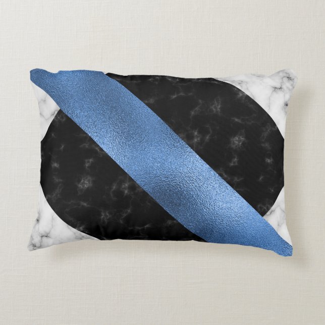 Blue Marble Black Accent Pillow Dekokissen (Rückseite)