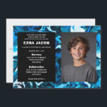 Blue Marble Custom FOTO Bar Bat Mitzvah Einladung<br><div class="desc">Perfekte Karte, um eine Fledermausmitzvah, Bar mitzvah oder andere jüdische Feier anzukündigen! Handgemachte abstrakte Kunst für Sie auf der Vorder- und Rückseite! Vollständig anpassbar! Klicken Sie auf "Personalisieren" oben, um den Text zu bearbeiten und Ihr eigenes Foto hinzuzufügen. Klicken Sie auf "Bearbeiten mit dem Design-Tool", um die Schriftart, Farben und...</div>