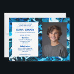 Blue Marble Custom FOTO Bar Bat Mitzvah Einladung<br><div class="desc">Perfekte Karte, um eine Fledermausmitzvah, Bar mitzvah oder andere jüdische Feier anzukündigen! Handgemachte abstrakte Kunst für Sie auf der Vorder- und Rückseite! Vollständig anpassbar! Klicken Sie auf "Personalisieren" oben, um den Text zu bearbeiten und Ihr eigenes Foto hinzuzufügen. Klicken Sie auf "Bearbeiten mit dem Design-Tool", um die Schriftart, Farben und...</div>