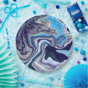 Blue Marble Fluid Art Geburtstag Pappteller