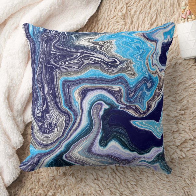 Blue Marble Fluid Art Kissen (Decke)