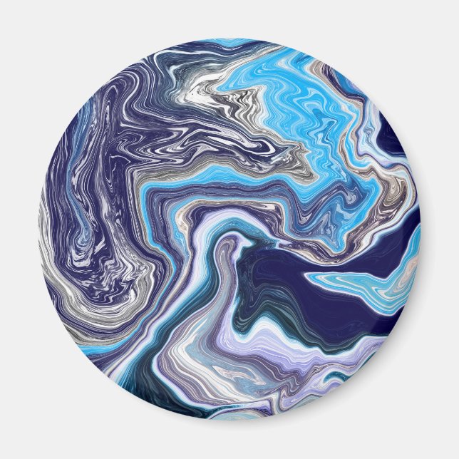 Blue Marble Fluid Art Magnet (Vorne)