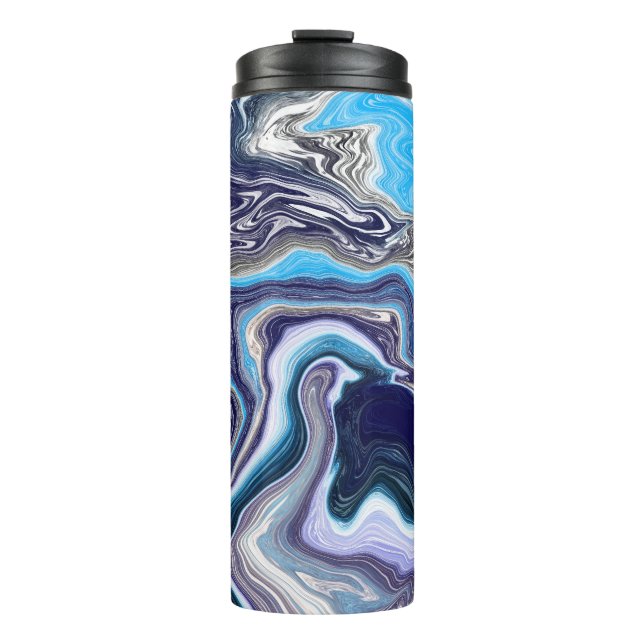 Blue Marble Fluid Art Thermosbecher (Vorderseite)