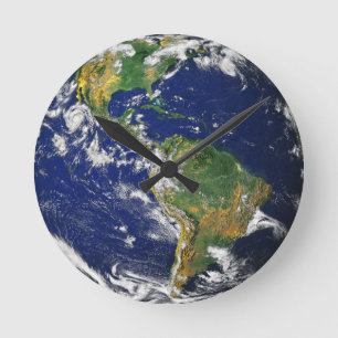 Blue Marble_ganze Welt in Ihren Händen Runde Wanduhr