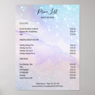 Blue Marble Glitzer Salon Price Lists Poster