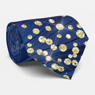 Blue Marble Gold Glitzer Necktie Krawatte