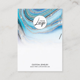 Blue Marble Logo Necklace Bracelet Display Card Visitenkarte