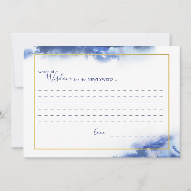 Blue Marble Ombre Gold Frame Wedding Wisdom Cards Ankündigung (Vorderseite)