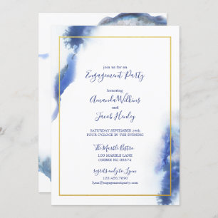 Blue Marble Ombre Gold Hochzeit Engagement Party Einladung