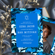 Blue Marble Paint Custom Foto Bar Bat Mitzvah