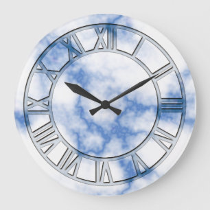 Blue Marble Print Wall Clock Große Wanduhr