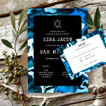 Blue Marble Star von David Custom Bar Bat Mitzvah Einladung<br><div class="desc">Perfekte Karte, um eine Fledermausmitzvah, Bar mitzvah oder andere jüdische Feier anzukündigen! Handgemachte abstrakte Kunst für Sie auf der Vorder- und Rückseite! Vollständig anpassbar! Klicken Sie auf "Personalisieren" oben, um den Text zu bearbeiten. Klicken Sie auf "Bearbeiten mit dem Design-Tool", um die Schriftart, Farben und Platzierungen anzupassen und das Design...</div>