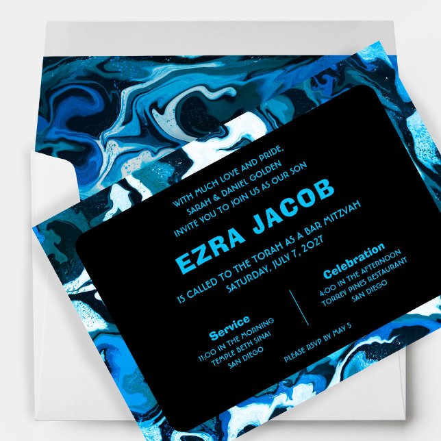 Blue Marble Star von David Custom Bar Bat Mitzvah Einladung (Blue Marble Star of David Custom Bar Bat Mitzvah Invitation
)