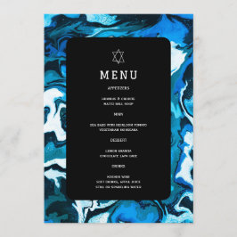 Blue Marble Star von David Custom Bar Bat Mitzvah Menükarte