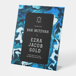 Blue Marble Star von David Custom Bar Bat Mitzvah Sockelschild