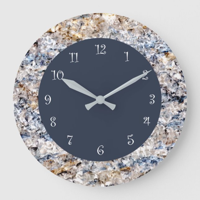 Blue Marble Stone Kitchen Clocks Große Wanduhr (Vorderseite)