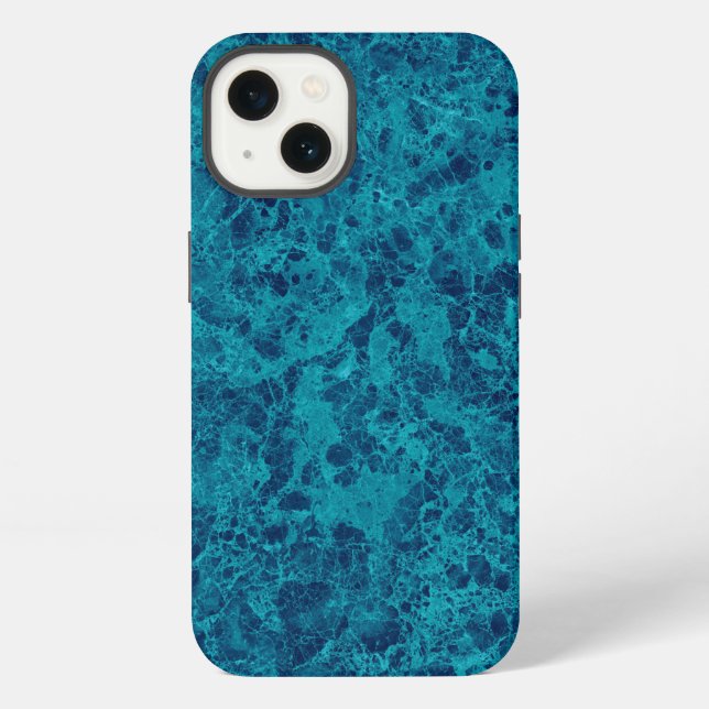 Blue Marble Terrazzo Texture iPhone Hülle (Rückseite)