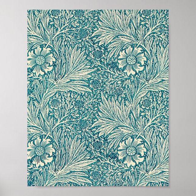 Blue Marigold Illustration von William Morris Poster (Vorne)