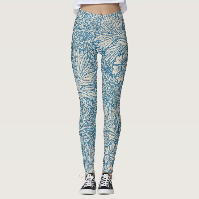 Blue Marigolds (von William Morris) Leggings (Vorderseite)