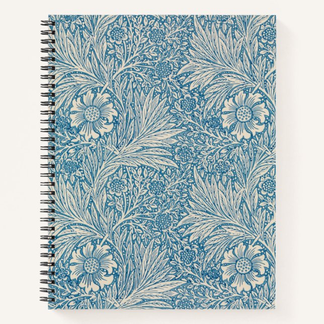Blue Marigolds (von William Morris) Notizbuch (Vorderseite)