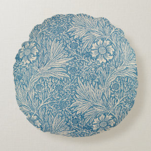 Blue Marigolds (von William Morris) Rundes Kissen