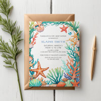 Blue Marine Seashells Ocean Sea Beach Baby Dusche