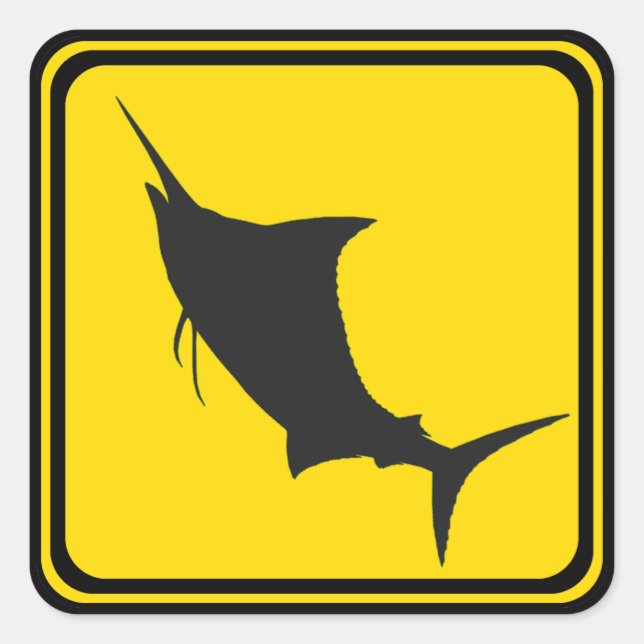 Blue Marlin Crossing! Quadratischer Aufkleber (Vorderseite)