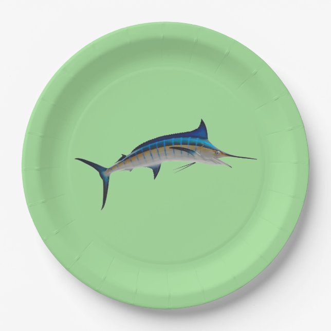 Blue Marlin Fish Pappteller (Vorderseite)