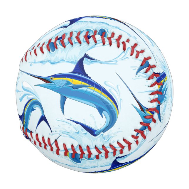 Blue Marlin Jumping out of Ocean Baseball (Vorne Rechts)