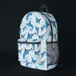 Blue Marlin Jumping out of Ocean Bedruckter Rucksack<br><div class="desc">Realistic illustration of a beautiful Marlin Fish Ocean Animal jumping out of ocean. Vector Art copyright BluedarkArt TheChameleonArt.</div>