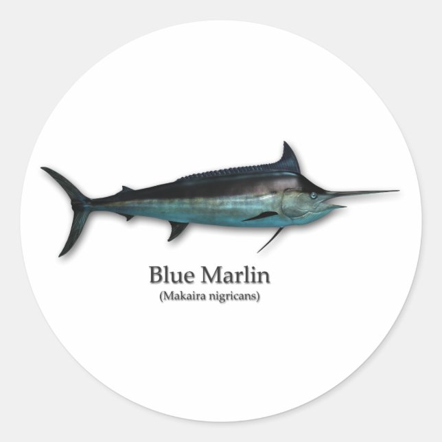 Blue Marlin Runder Aufkleber (Vorderseite)