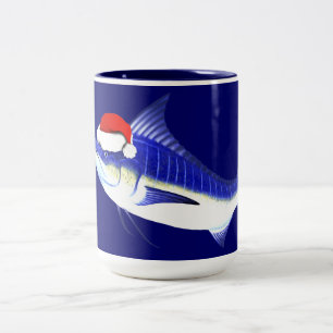 Blue Marlin Santa Claus Zweifarbige Tasse