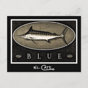 Blue Marlin Vintag Black & White Postkarten