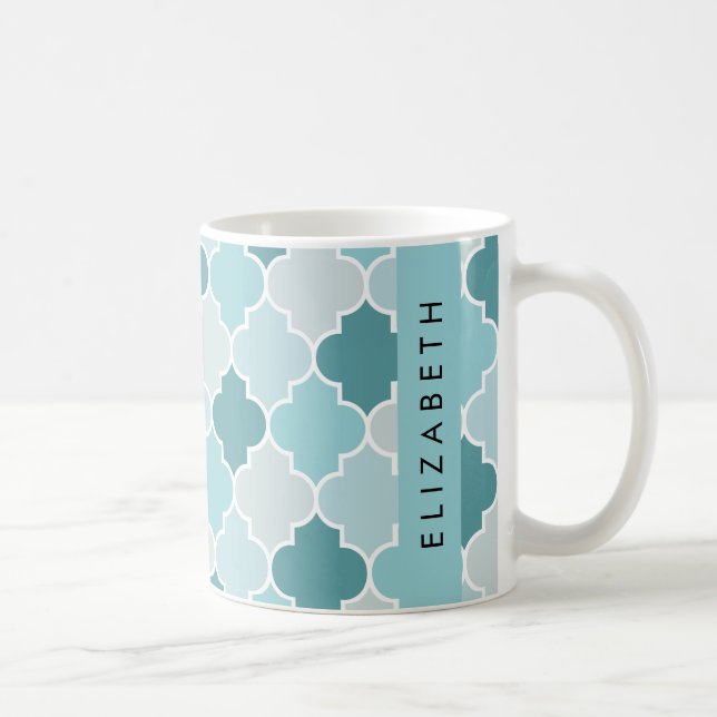 Blue marokkanische Trellis, Quatrefolie, Ihr Name Kaffeetasse (Rechts)