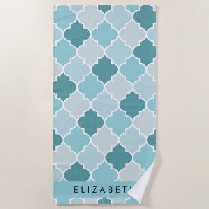 Blue marokkanische Trellis, Quatrefolie, Ihr Name Strandtuch
