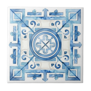 Blue Marokko Aussehen Aquarellfarbe Textur Fliese