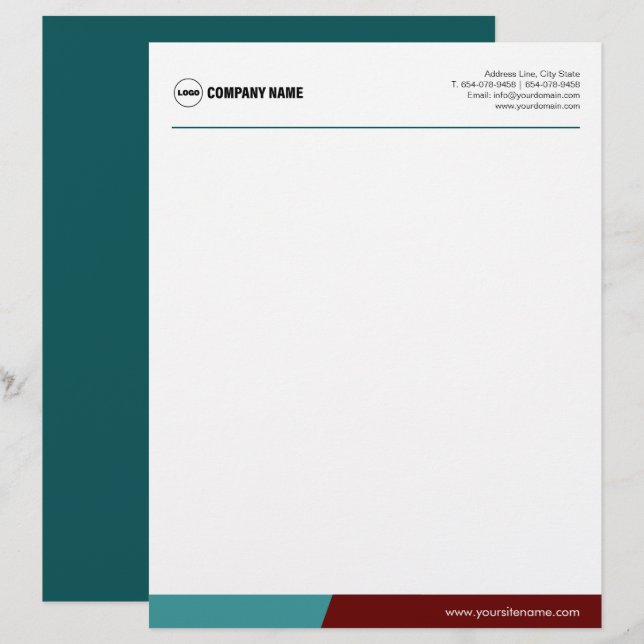 Blue Maroon Custom Template Letterhead Briefbogen (Vorne/Hinten)