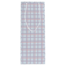 Blue & Maroon Plaid Pattern  Wine Gift Bag Geschenktüte Für Weinflaschen